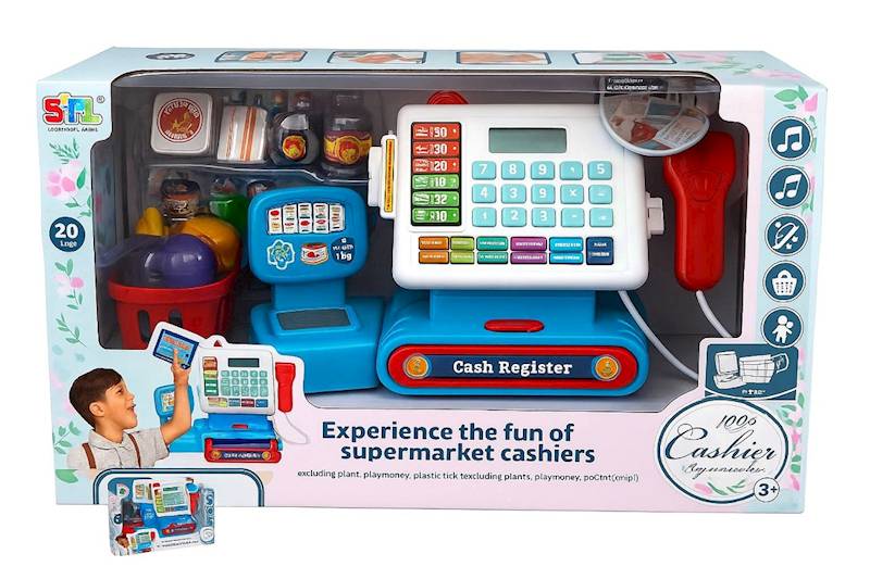 0786 Kasa Fiskalna Interaktywna Sklepowa Edukacyjna Kalkulator Skaner Koszyk 