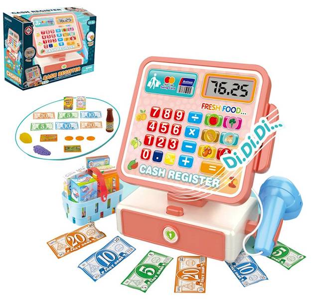 7595 Kasa Fiskalna dla Dzieci z Dźwiękiem i Światłem Skaner Pieniądze