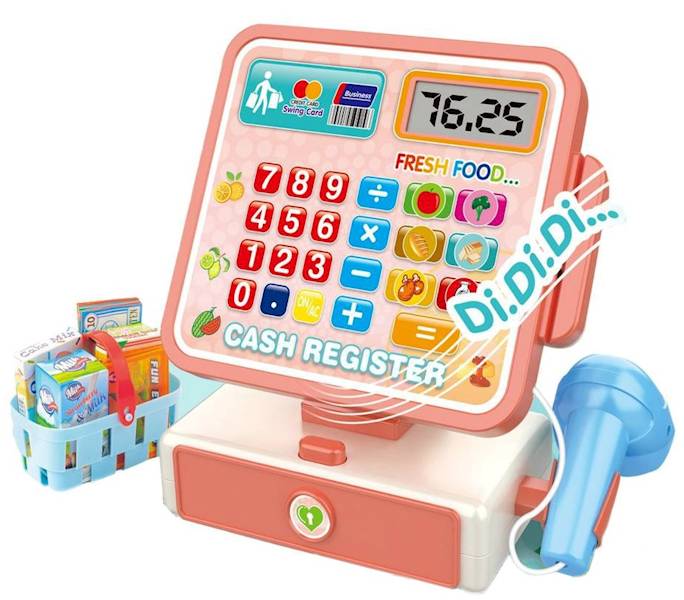 7595 Kasa Fiskalna dla Dzieci z Dźwiękiem i Światłem Skaner Pieniądze