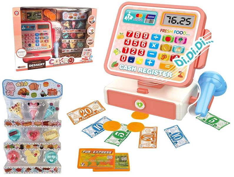 7601 Kasa Fiskalna z Dźwiękiem i Światłem Zestaw Sklepowy Skaner Akcesoria