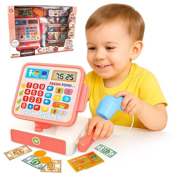 7601 Kasa Fiskalna z Dźwiękiem i Światłem Zestaw Sklepowy Skaner Akcesoria