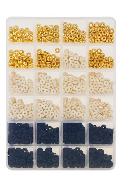 5648 Zestaw koralików do bransoletek czarne białe złote biżuteria 