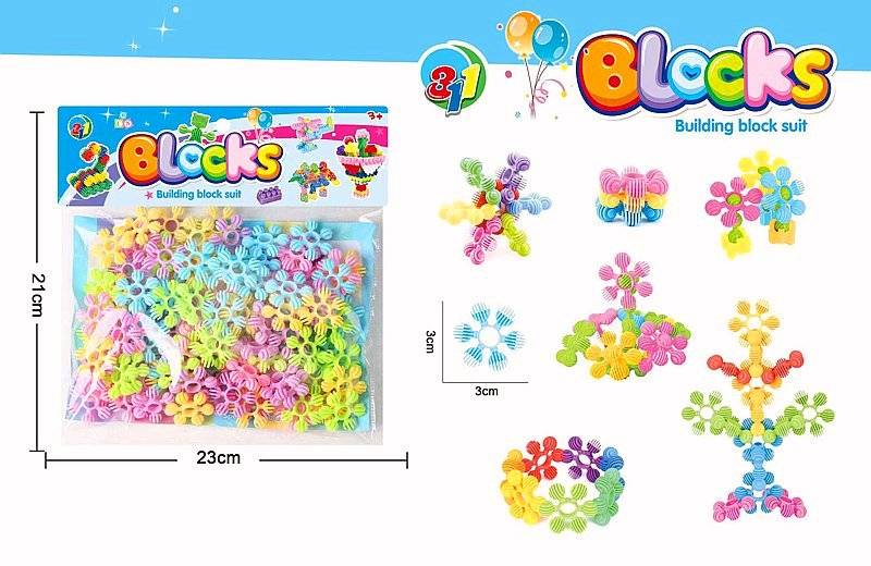 9968 Klocki konstrukcyjne kwiatki Kolorowe pastelowe klocki edukacyjne