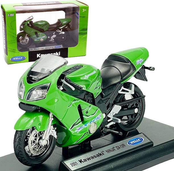 1:18 METALOWY MOTOCYKL MODEL WELLY MOTOR 2001 KAWASAKI NINJA ZX-12R 12167