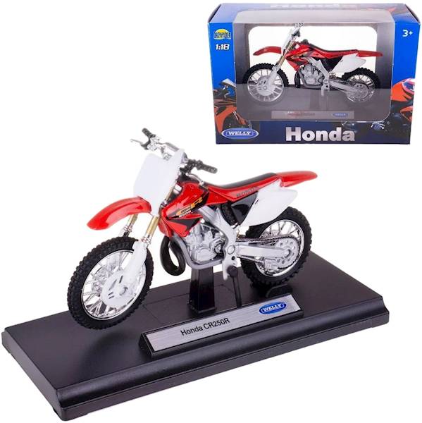 1:18 METALOWY MOTOCYKL MODEL WELLY MOTOR HONDA CR250R CZERWONY 12178