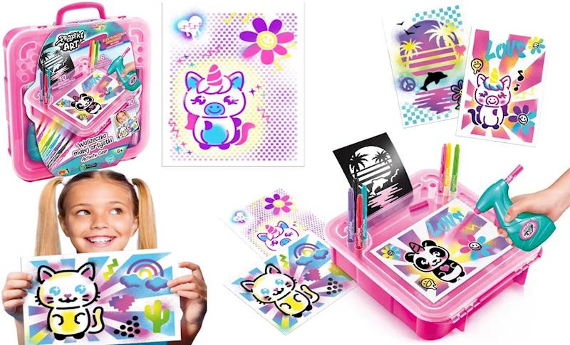4736 Zestaw Artystyczny Walizeczka Małej Artystki Szablony Flamastry Aerograf