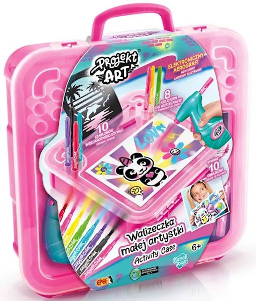 4736 Zestaw Artystyczny Walizeczka Małej Artystki Szablony Flamastry Aerograf