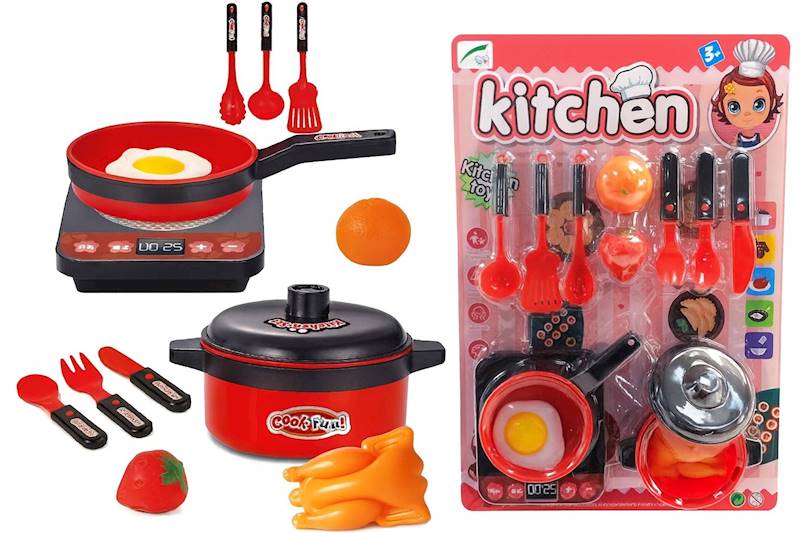 9811 Zestaw Kuchenny Garnek Patelnia Kuchenka Akcesoria Zabawka Gotowanie