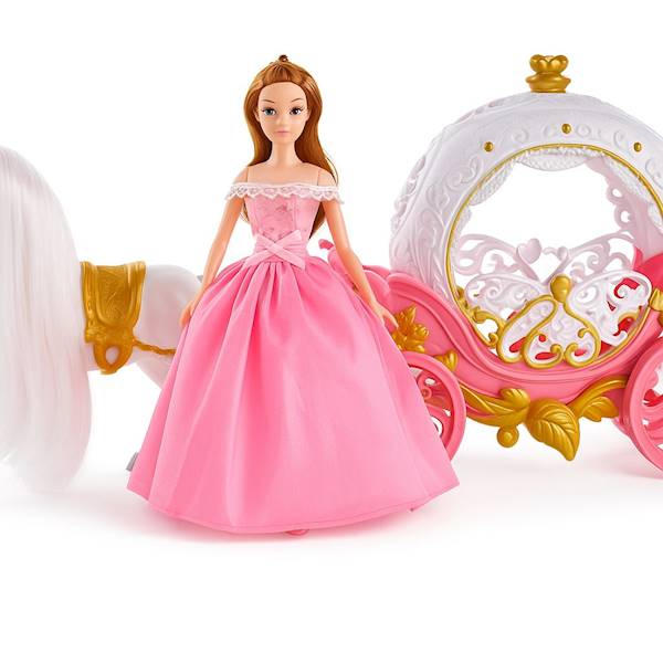 9844 Zestaw Lalka z Karetą i Konikiem na Baterie Koń Chodzący Duża Kareta