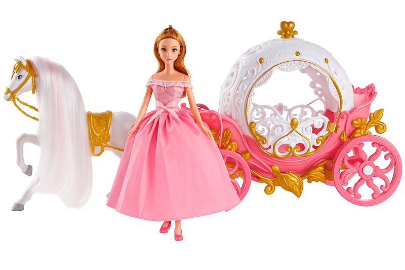 9844 Zestaw Lalka z Karetą i Konikiem na Baterie Koń Chodzący Duża Kareta