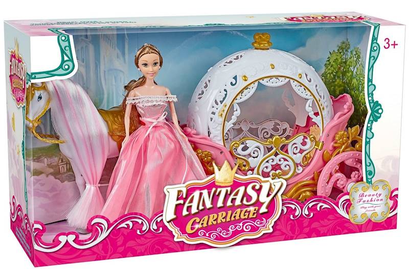 9844 Zestaw Lalka z Karetą i Konikiem na Baterie Koń Chodzący Duża Kareta