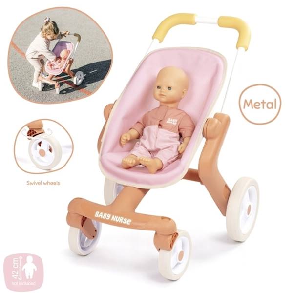 2241 Smoby Baby Nurse Mój pierwszy wózek spacerówka dla lalki obrotowe koła 