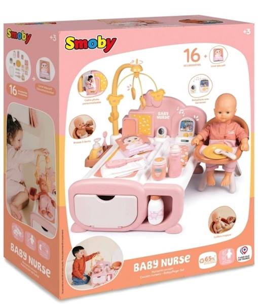 3934 Smoby Baby Nurse Kącik Opiekunki Łóżeczko Interaktywny Zestaw