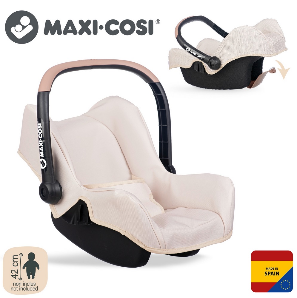 2443 Smoby MAXI COSI Nosidełko Fotelik Samochodowy dla Lalek beżowy 
