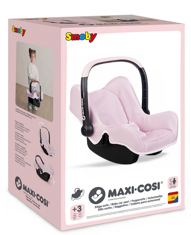 2412 Smoby MAXI COSI Nosidełko Fotelik Samochodowy dla Lalek jasnoróżowy