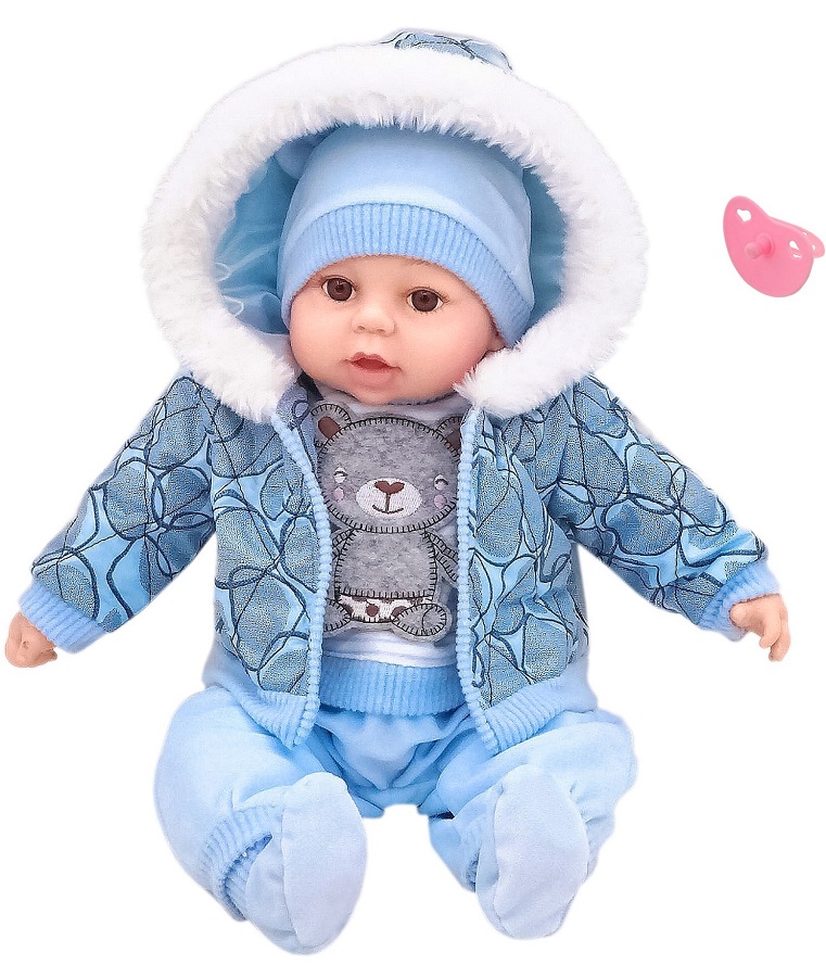 6714 Lalka bobas chłopiec 45cm interaktywna miękka lalka niemowlak w ubranku