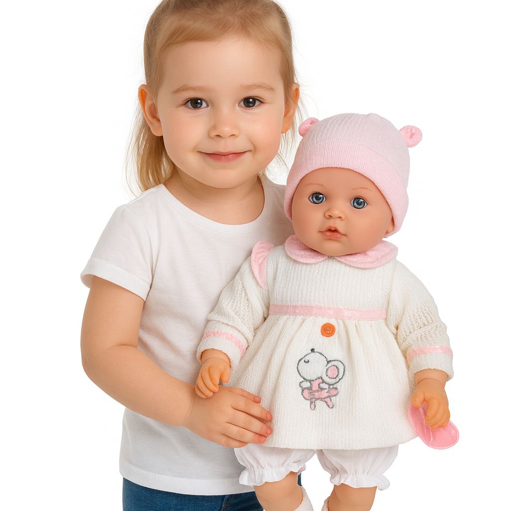 5135 Lalka bobas 45cm interaktywna miękka lalka niemowlak w ubranku