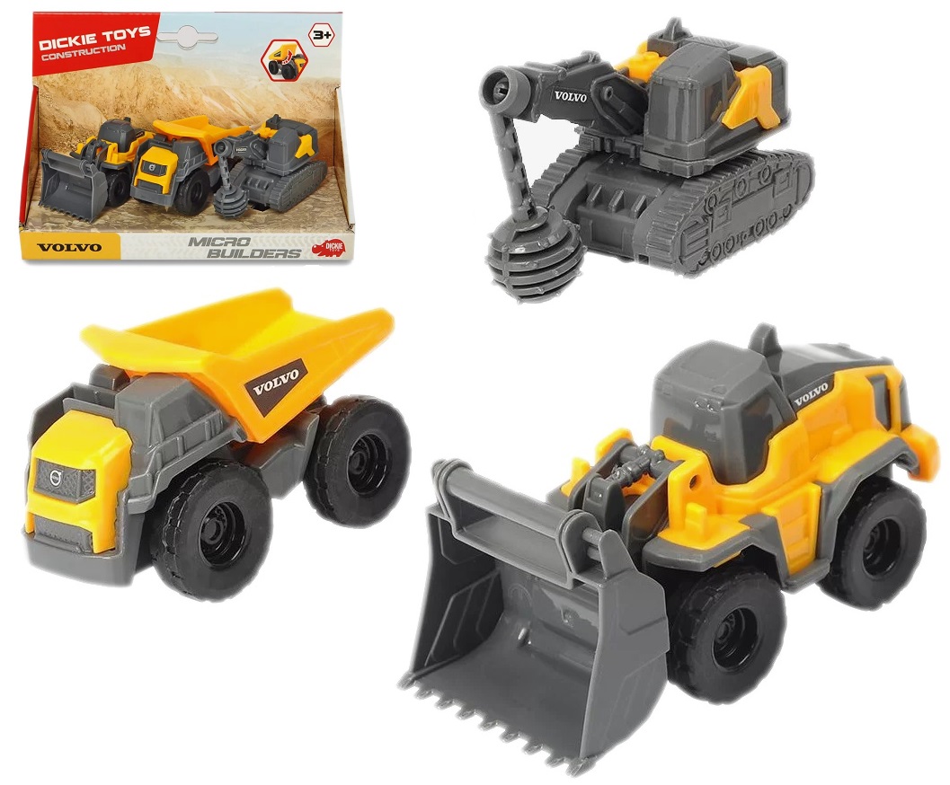1424 Zestaw 3 pojazdów budowlanych VOLVO Dickie Toys koparka wywrotka ładowarka