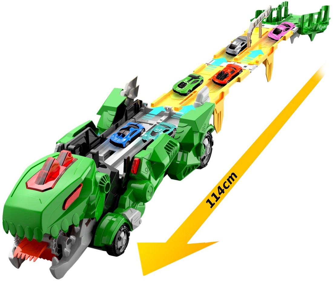 * 2051 Dinozaur Transporter Samochodów Tir Laweta Zestaw Autek 114cm XXL