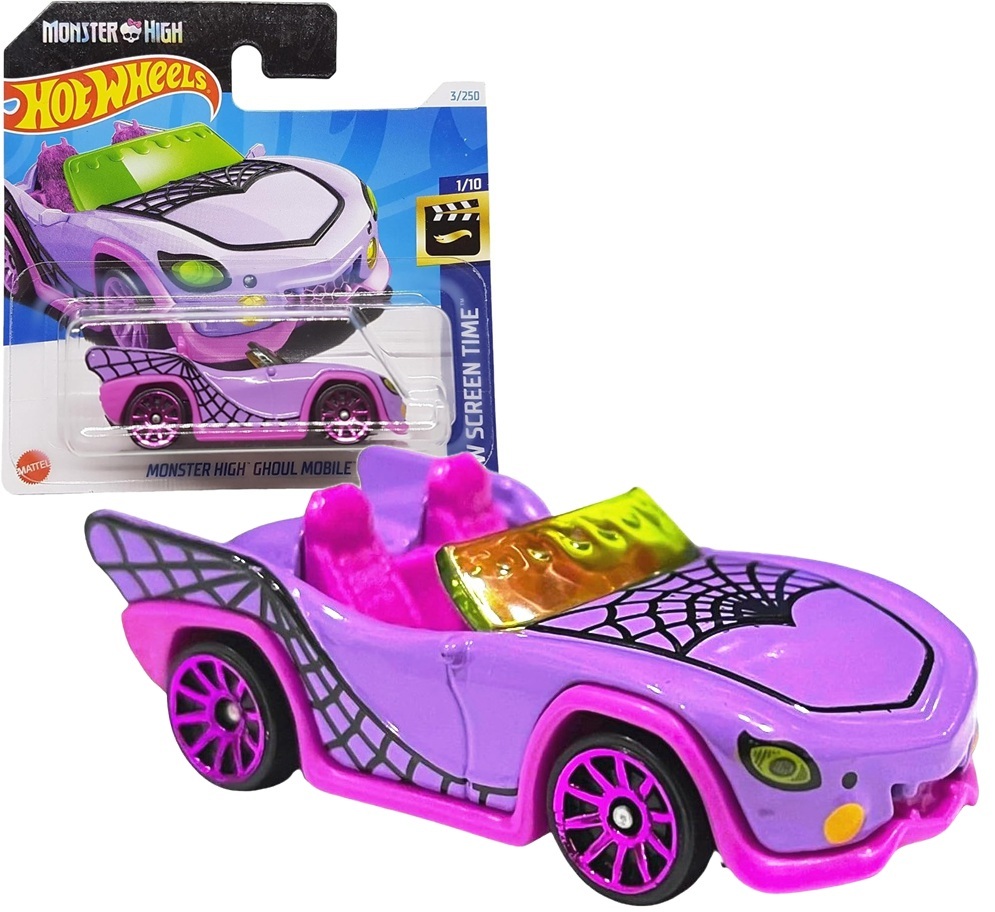0227 METALOWY SAMOCHODZIK HOT WHEELS MONSTER HIGH GHOUL MOBILE SCREEN TIME 3/250