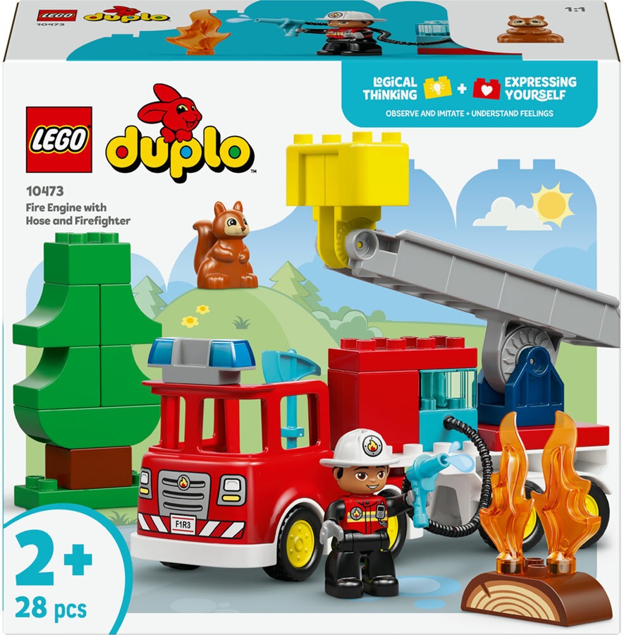10473 28 elementów Klocki Lego Duplo Wóz strażacki z wężem i strażakiem 