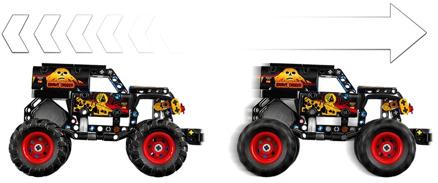 42219 Klocki Lego Technic Monster Jam Grave Digge Ogień i lód 263 elementy