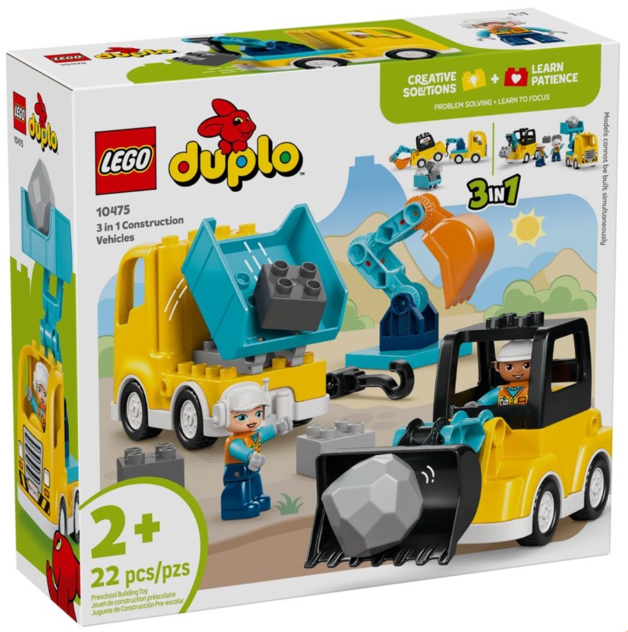 10475 Klocki Lego 3 w 1 Duplo Maszyny budowlane 22 elementy