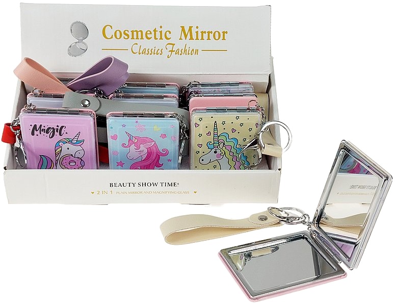 4209 Lusterko kieszonkowe jednorożec z brelokiem lusterko do torebki