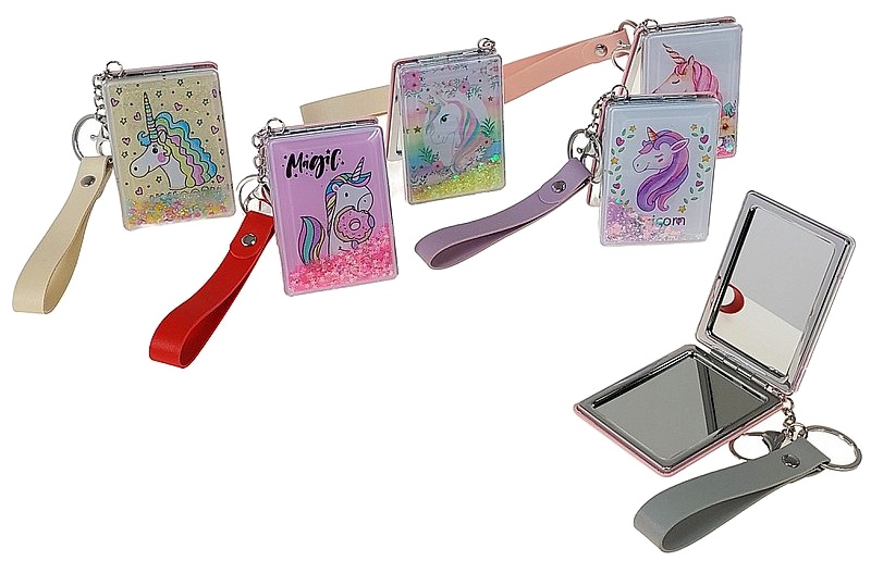 4209 Lusterko kieszonkowe jednorożec z brelokiem lusterko do torebki