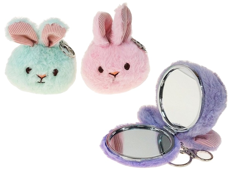 0421 Lusterko kieszonkowe królik pluszowy z brelokiem lusterko do torebki