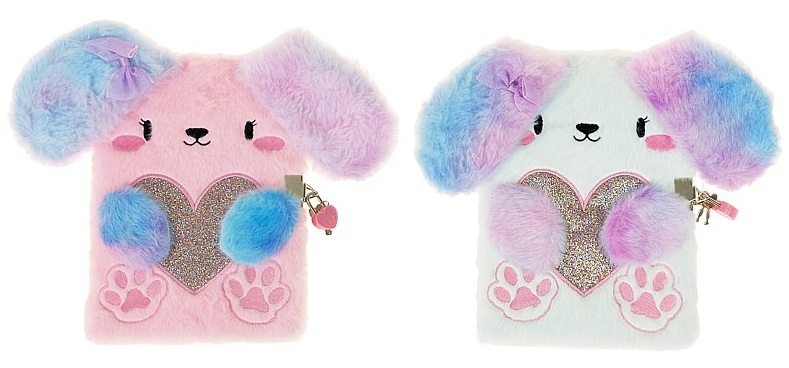 0063 Notes pamiętnik na kłódkę pluszowy Miś tęczowe uszka A5 