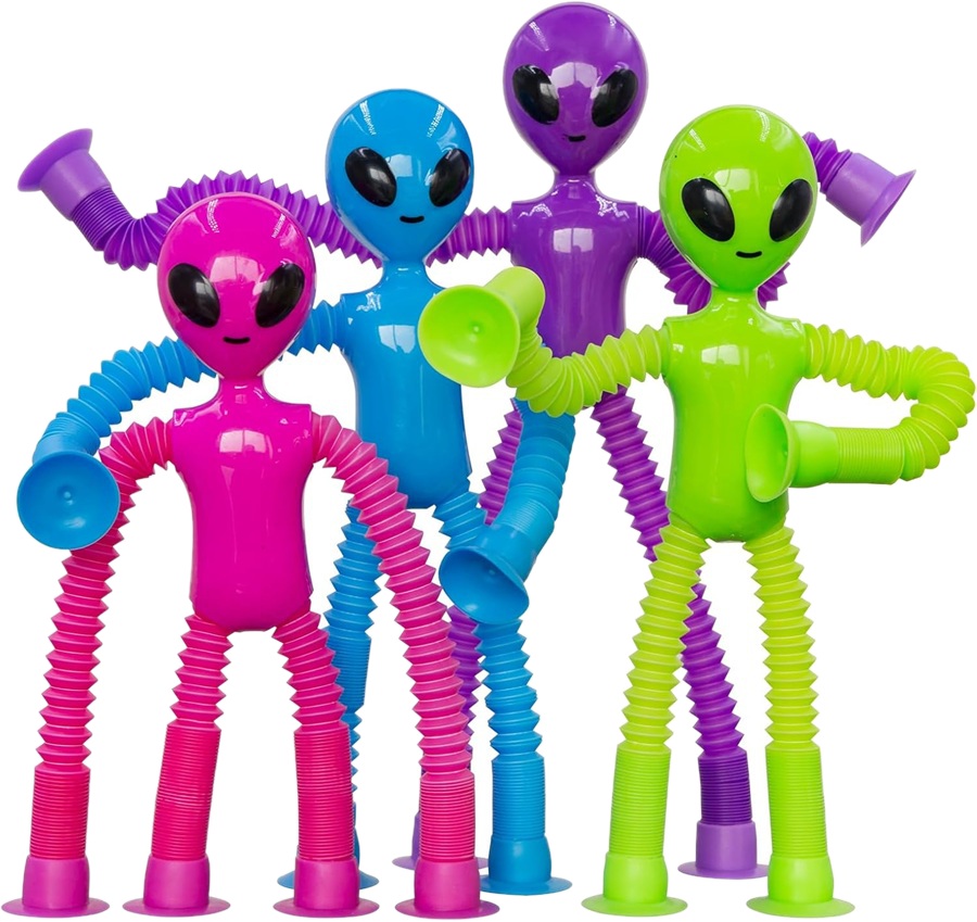 0000 Kosmita świecący teleskopowy rurki pop sensoryczna zabawka przyssawki