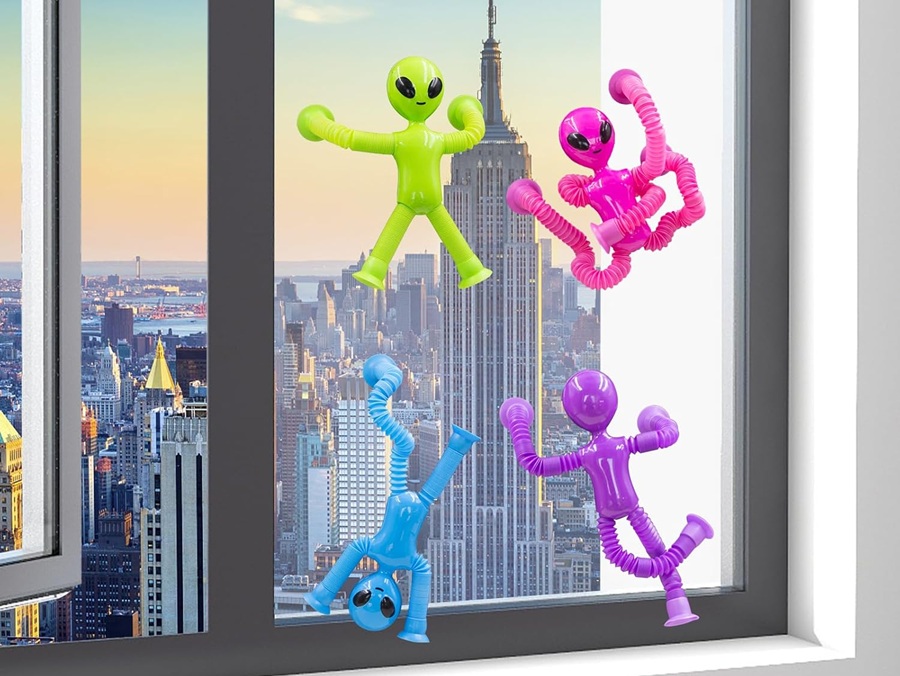 0000 Kosmita świecący teleskopowy rurki pop sensoryczna zabawka przyssawki