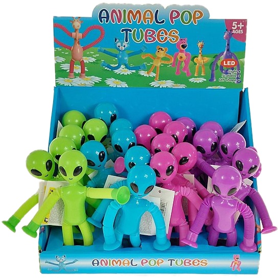 0000 Kosmita świecący teleskopowy rurki pop sensoryczna zabawka przyssawki