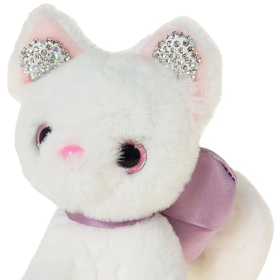 9264 Brelok Pluszowy Kotek Maskotka do Kluczy Torebki Plecaka Cyrkonie Kokardka