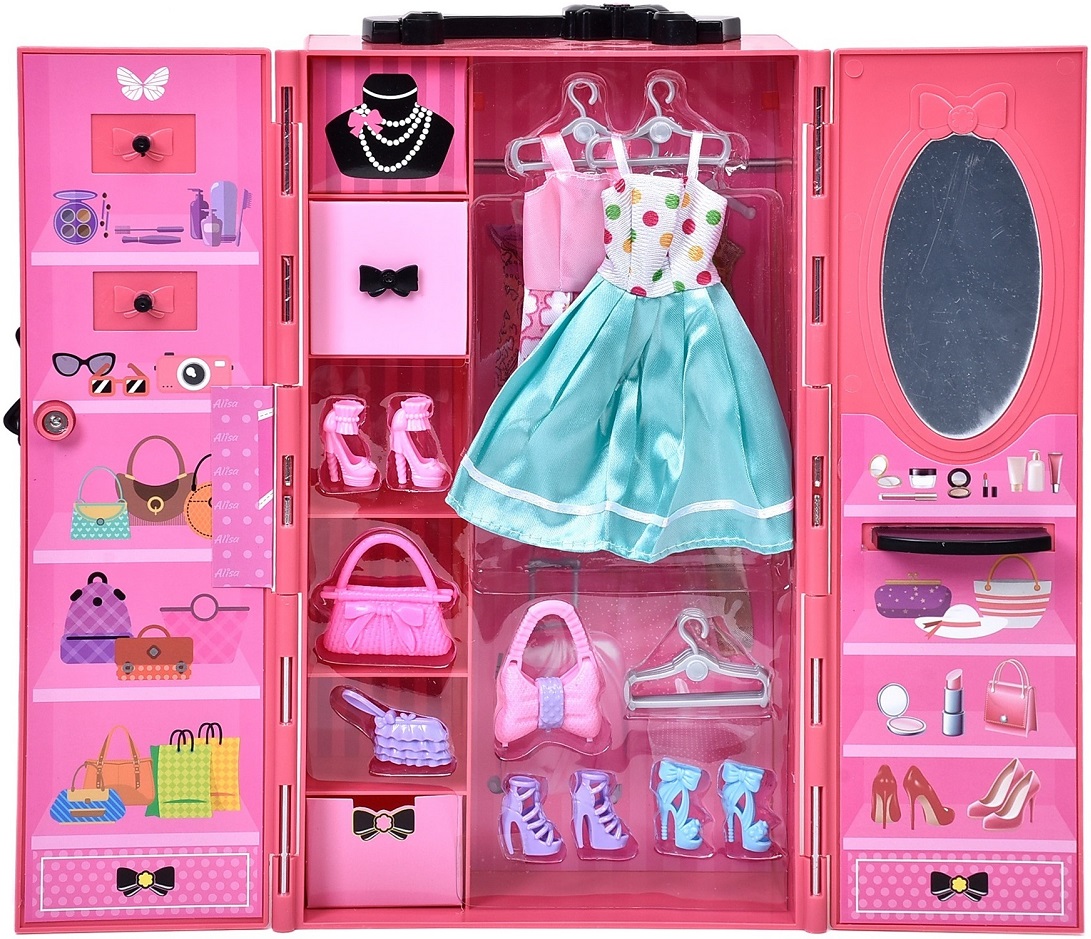 * 2068 Szafa dla lalek z akcesoriami garderoba zestaw modowy dla dziewczynek
