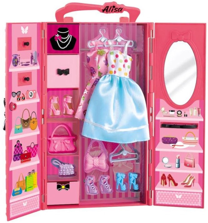 * 2068 Szafa dla lalek z akcesoriami garderoba zestaw modowy dla dziewczynek