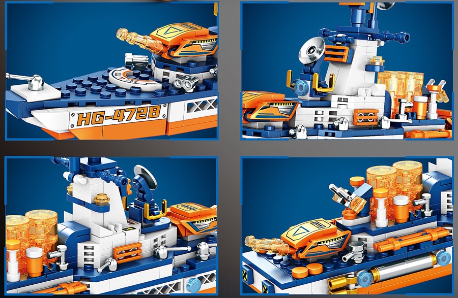 0727 Klocki Konstrukcyjne Okręt Wojenny Military Statek Wojskowy