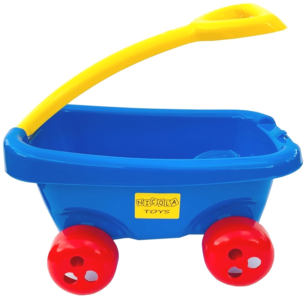 2112 Zestaw do piasku taczka wózek z rączką konewka wiaderko łopatka grabki sitko foremki Niebieski
