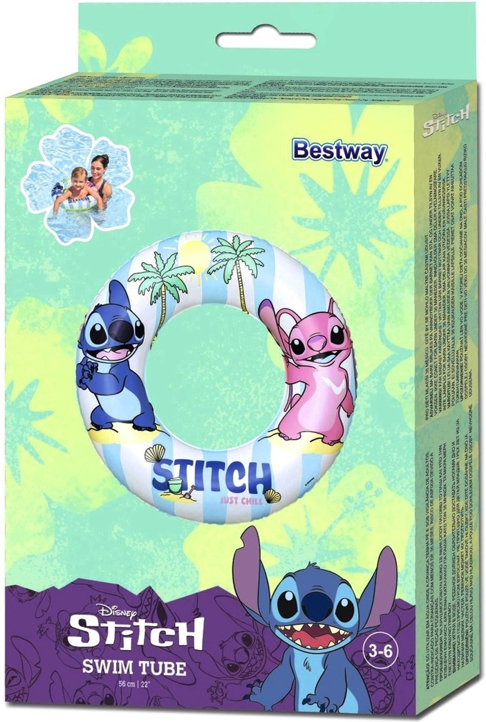 9104U Koło do pływania Stitch Disney Bestway 56 cm dla dzieci 3-6 lat 