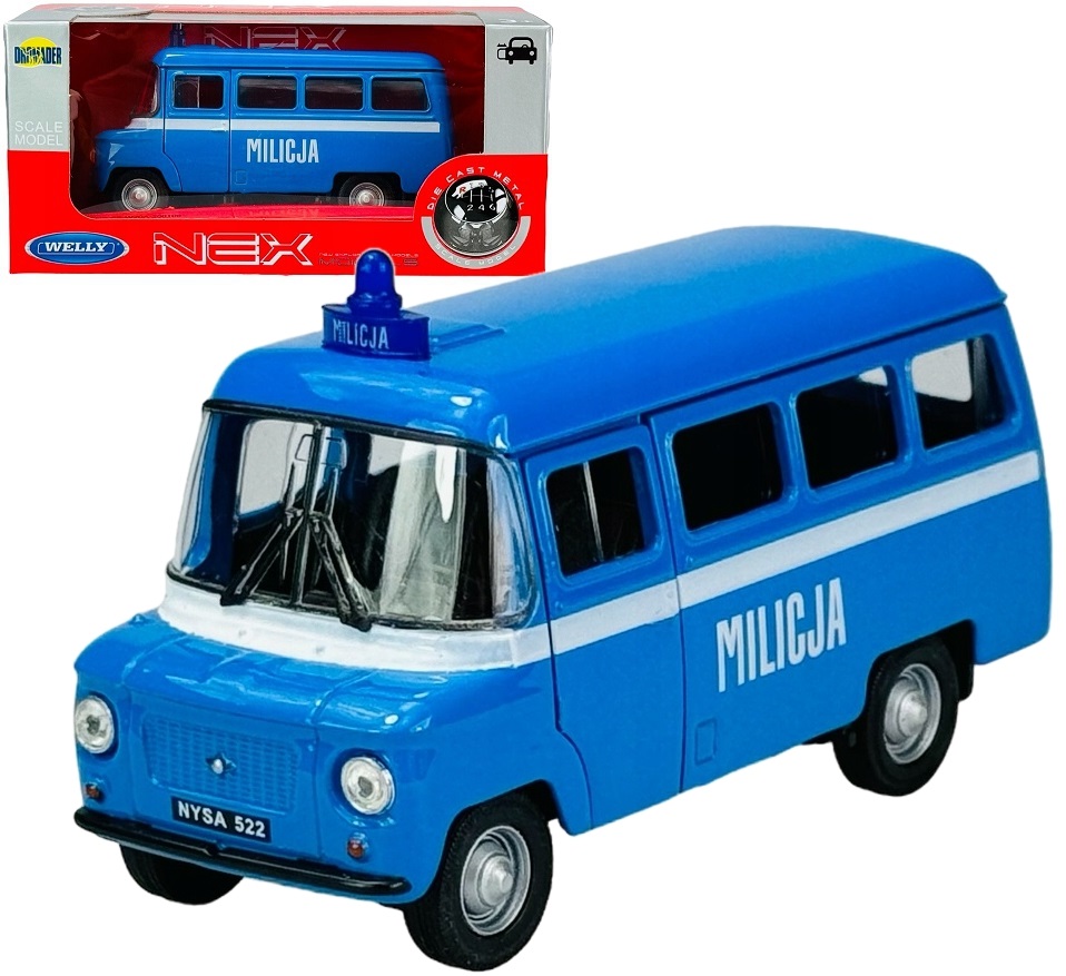 1:34 METALOWY MODEL WELLY PRL NYSA 522 MILICJA NIEBIESKI 43674
