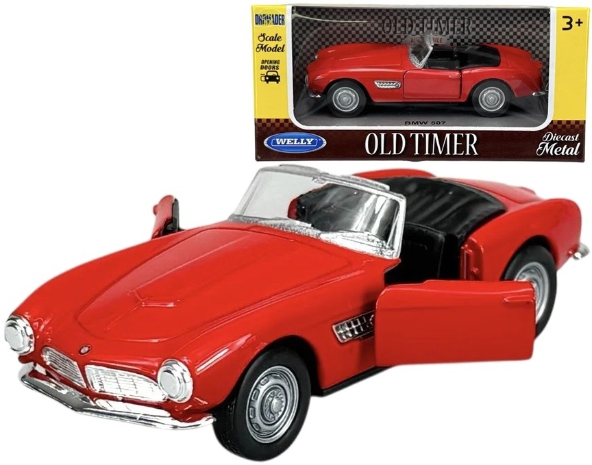 1:34 Metalowy model Welly BMW 507 czerwony Old Timer