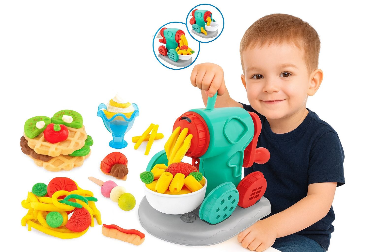 8028 Ciastolina Maszynka do Makaronu Zestaw Kreatywny Desery Kuchnia