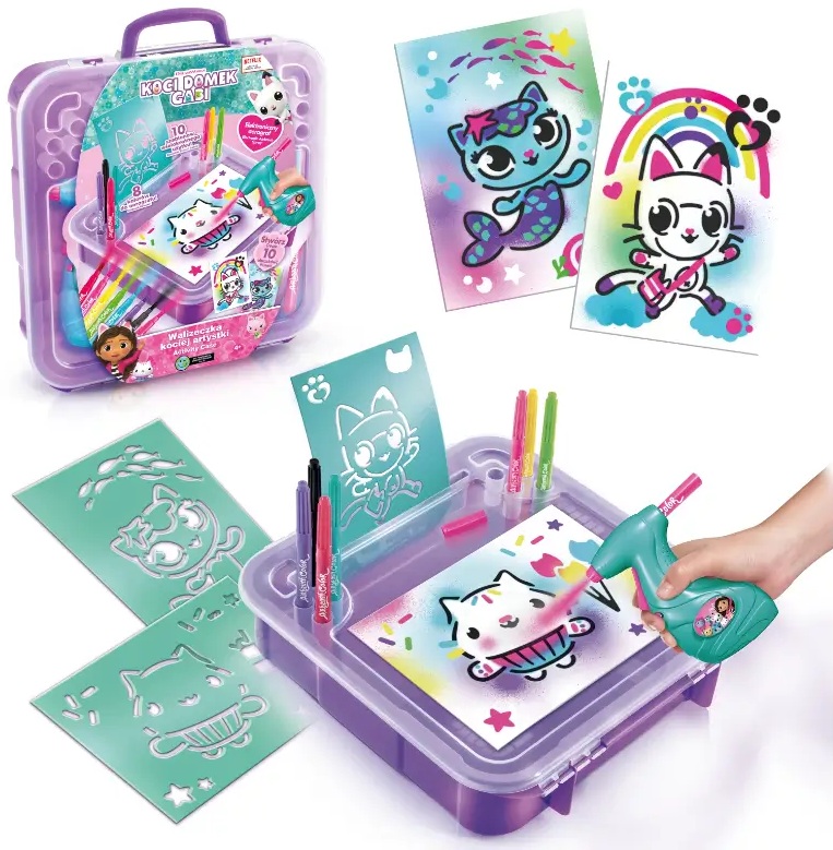 2176 Kreatywny zestaw z aerografem Koci Domek Gabi Walizeczka kociej artystki