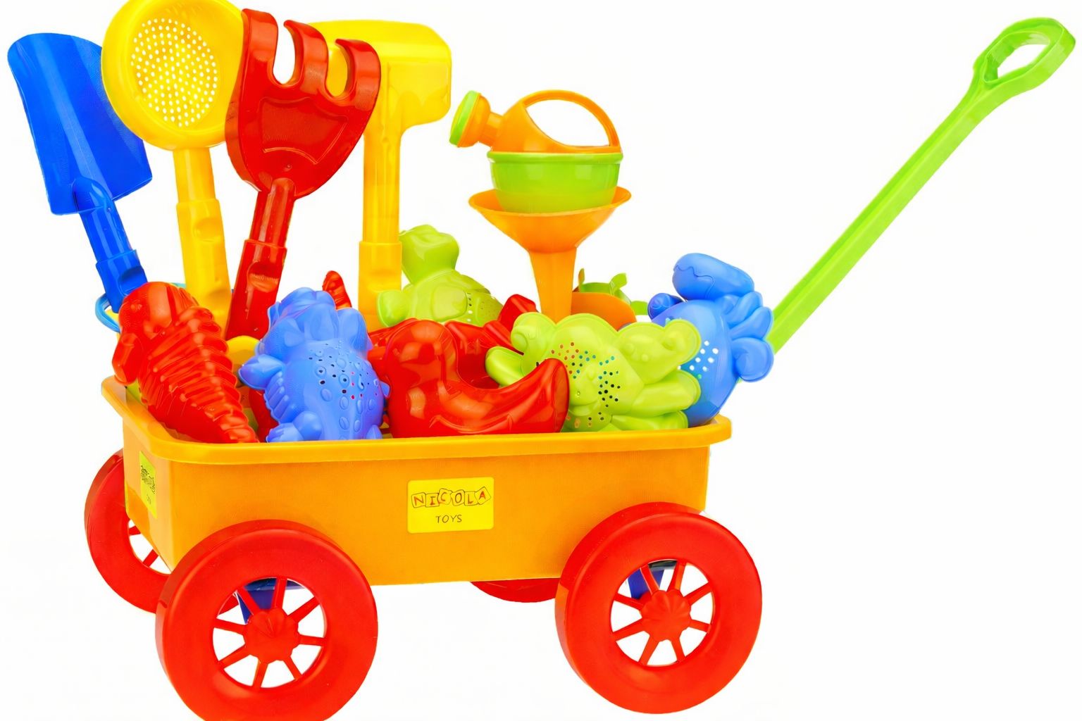 2259 Wielki zestaw XXL zabawek do piaskownicy Taczka wózek z rączką wiaderka łopatki grabki konewki młynek sitko