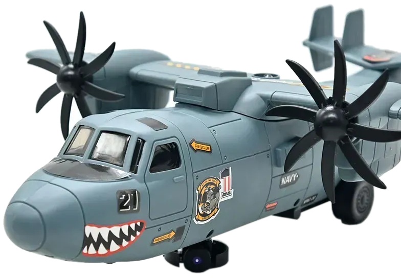 9000 Samolot wojskowy zabawkowy dla dzieci LED + dźwięk ruchome śmigła 