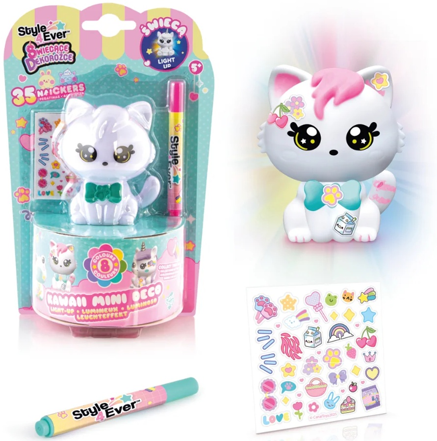 6662 Świecące Dekorożce – Zwierzaczki DIY, Kotek z zieloną kokardką 