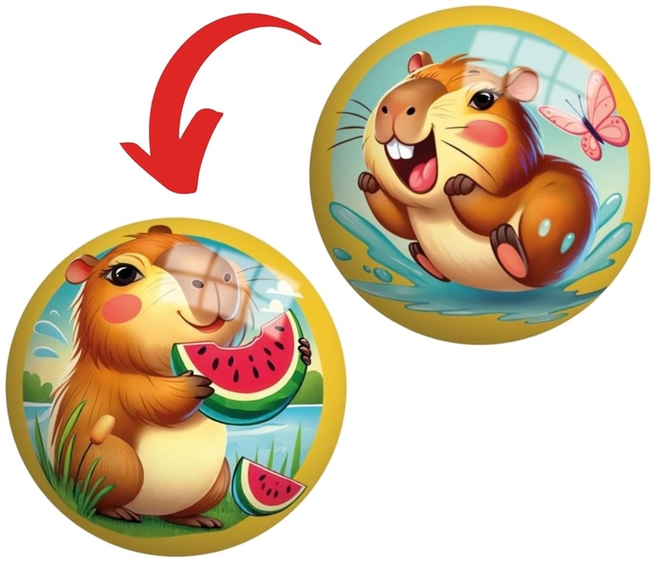 1664 Duża gumowa kolorowa piłka do gry Kapibara 23cm 