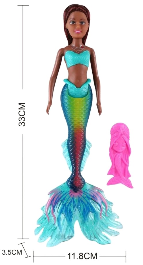 9451 Lalka Syrenka z Długimi Włosami przegubowa Akcesoria