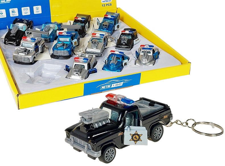2714 Brelok AUTO POLICYJNE metalowe brelok do kluczy otwierane drzwi MIX